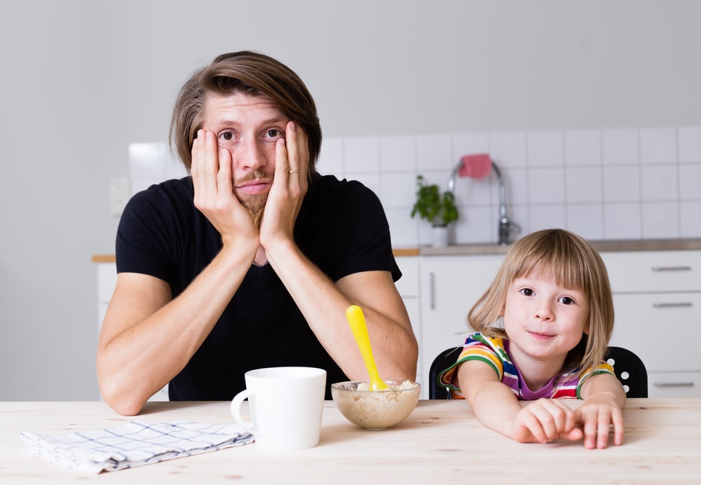dad and daughter in kitchen