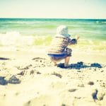 kid on beach vintage