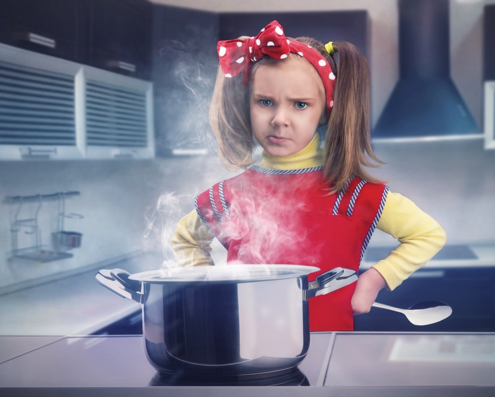 little girl cooking