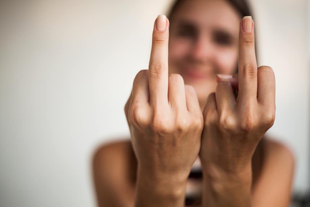 woman middle finger