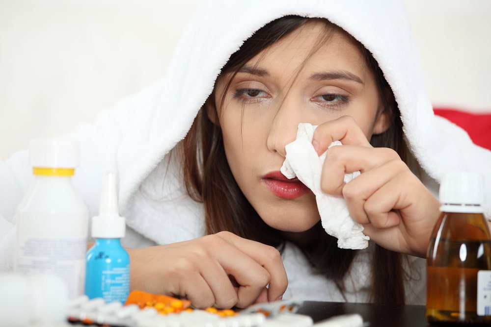 sick woman flu