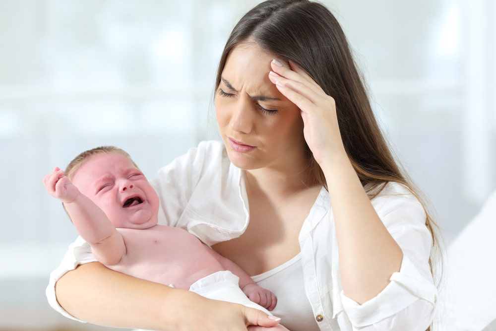 depressed mother with newborn
