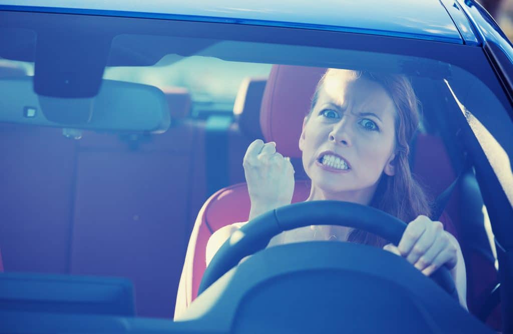 angry woman in car