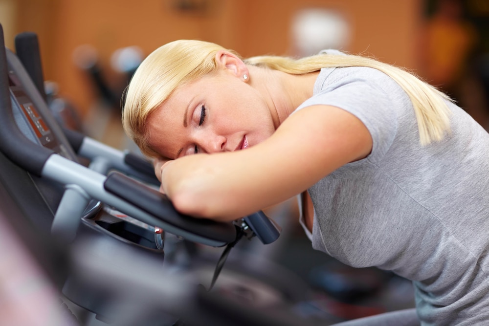 woman sleep on training machine