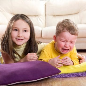 sibling fight baby cry