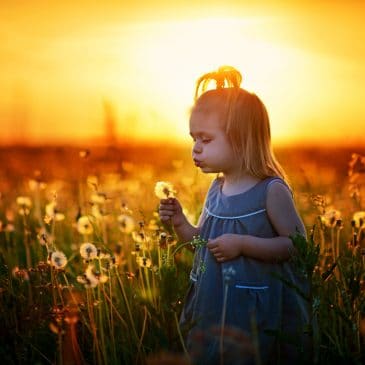 little girl with sun and flowers