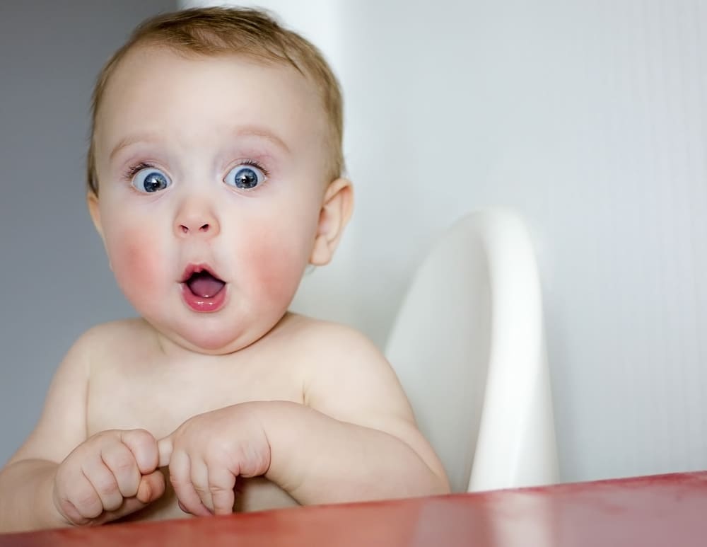 baby with shocked face