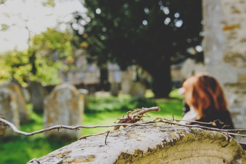 woman in cemetery