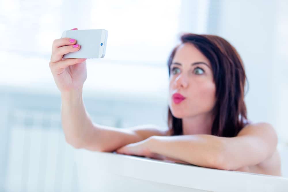 woman selfie in the bath