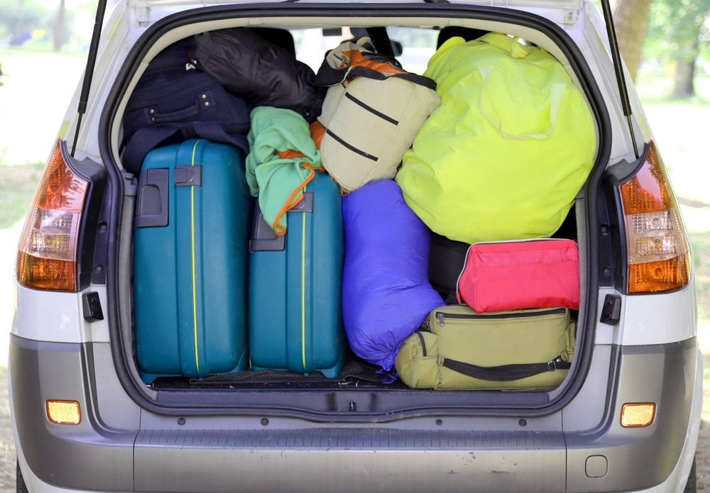 traveling luggages in car