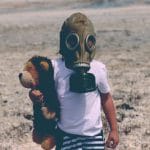 kid with gas mask