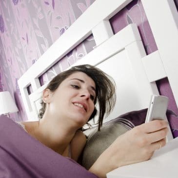 angry woman wake up by the phone