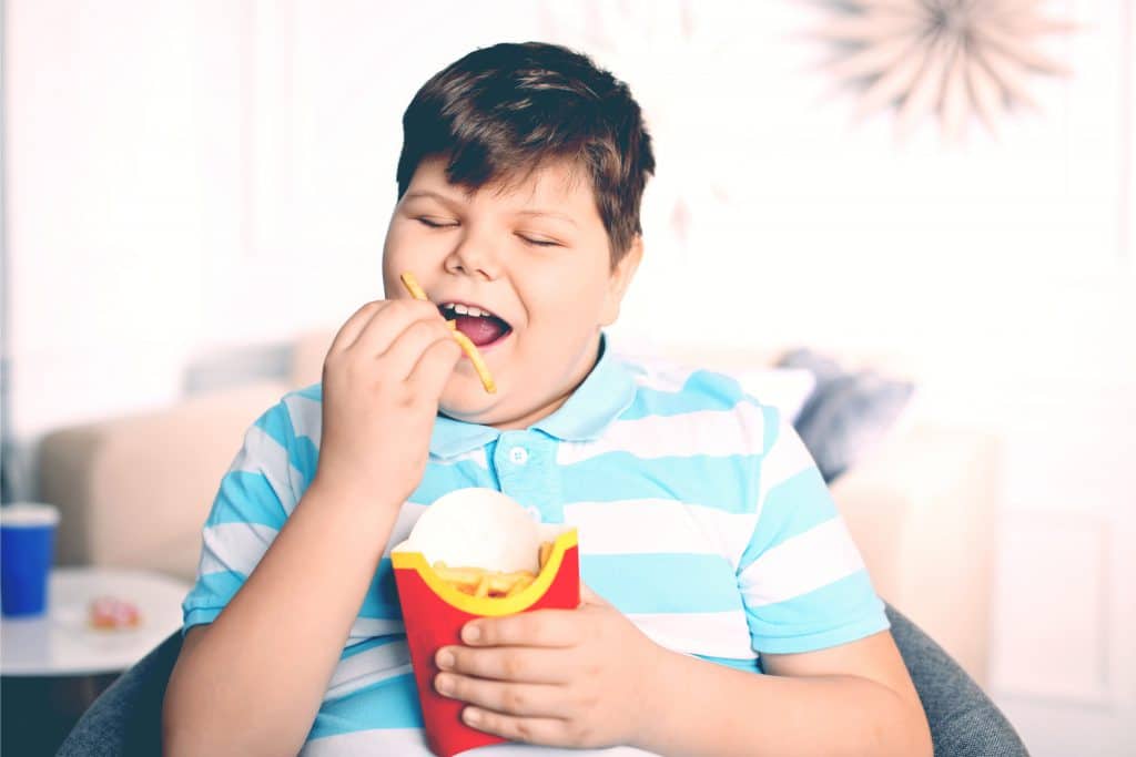 little boy eat fries