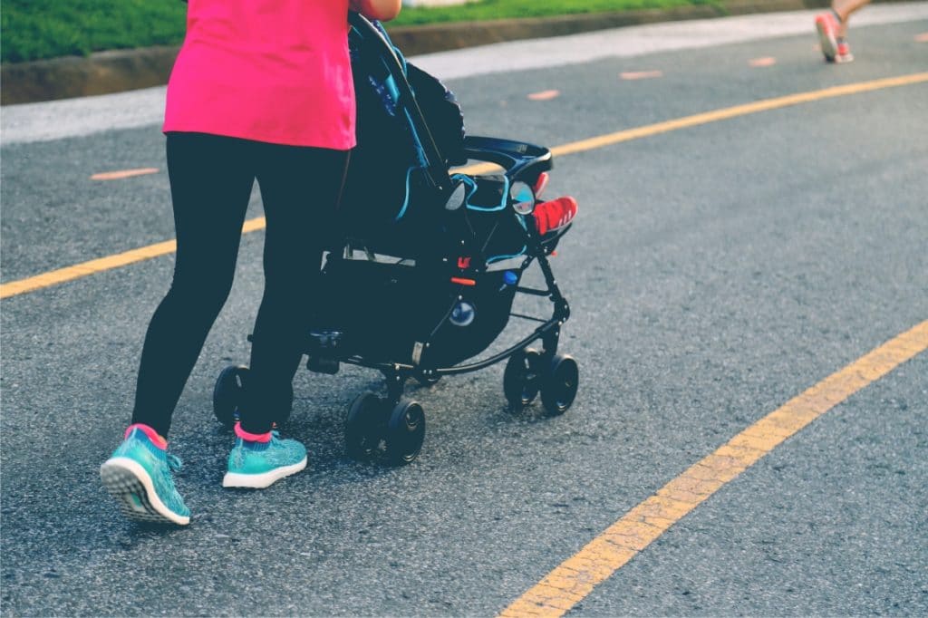 mother jogging with stroller