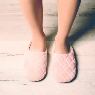 woman feet with slippers