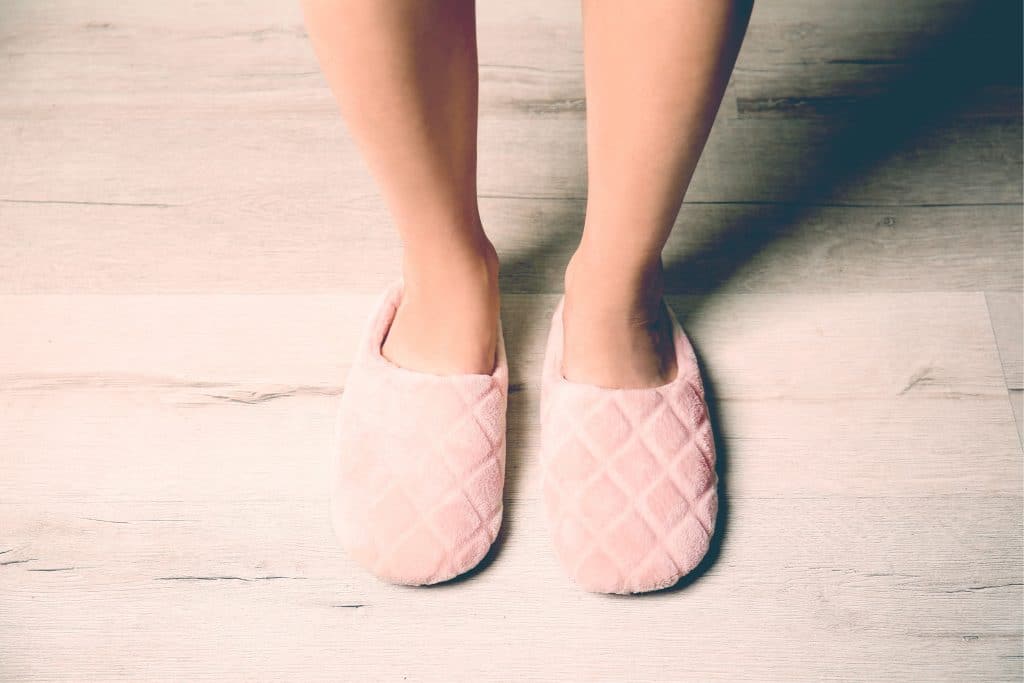 woman feet with slippers