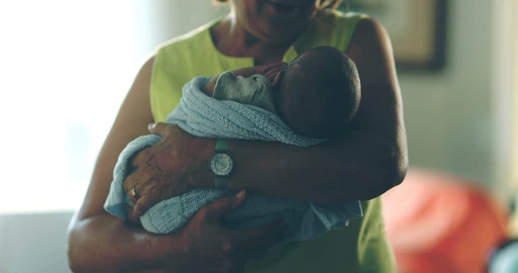 grandmother with baby