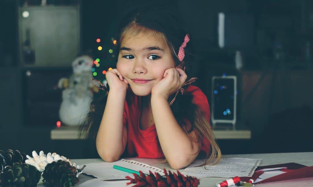little girl doubtful about santa claus